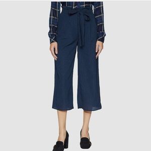 Just One Answer J.O.A. Navy Blue Paper Bag Drawstring Front Tie Pants